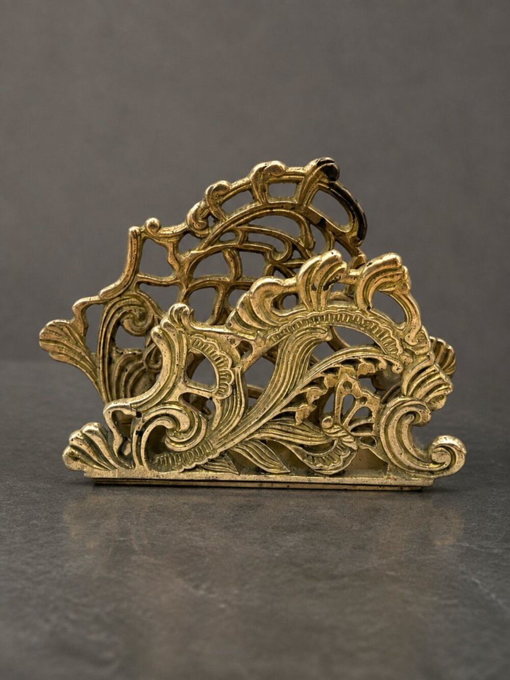 VTG Teleflora Brass Letter Mail / Napkin Holder Ornate Scrollwork 1988 Taiwan
